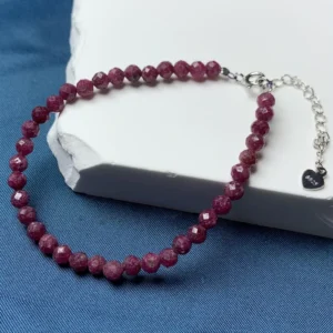 RENSINO 925 Sterling Silver Ruby Crystal Beads Bracelets Natural Gemstone Jewelry Women Bracelet