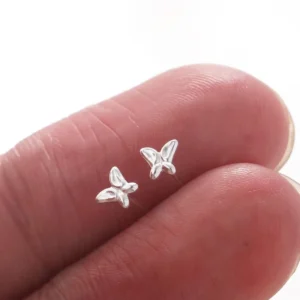RENSINO 925 Sterling Silver Simple Butterfly Nose Rings Piercing Body Jewelry for Women