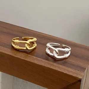 RENSINO 925 Sterling Silver Simple Casual Rings for Women 18K Gold Plated Open Adjustable 925 Silver Ring Fashion Jewelry