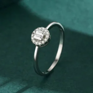 RENSINO 925 Sterling Silver Simple Center Zircon Ring for Women Anniversary Engagement Valentine’s Day Gift Fine Jewelry