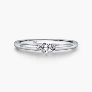 RENSINO 925 Sterling Silver Simple Marquise Cut Cubic Zirconia Fashion Rings for Women Classic Wedding Statement Fine Jewelry