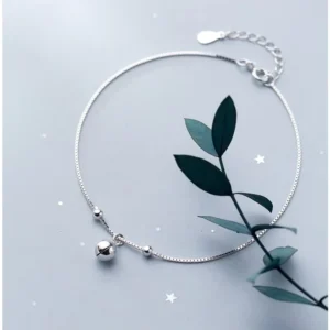 RENSINO 925 Sterling Silver Small Cute Round Bell Bead Anklets Bracelet Summer Foot Fine Jewelry for Women
