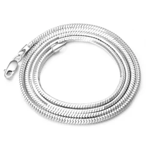 RENSINO 925 Sterling Silver Snake Chain Necklace for Men and Women Punk Hip Hop Rock Necklace Electroplated Platinum Necklace Jewelry