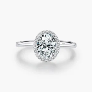 RENSINO 925 Sterling Silver Sparkling CZ Wedding Engagement Jewelry for Women Fine Jewelry Classic Oval Cut 1CT Cubic Zirconia Ring