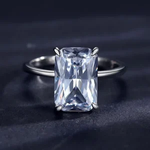 RENSINO 925 Sterling Silver Square Zircon Ring Wedding Diamond Jewelry Fine Jewelry Rings for Women