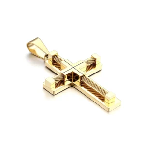 RENSINO 925 Sterling Silver Stainless Steel Necklace 18k Gold Plated Orthodox Christian Jesus Large Cross Pendants for Jewelry Making