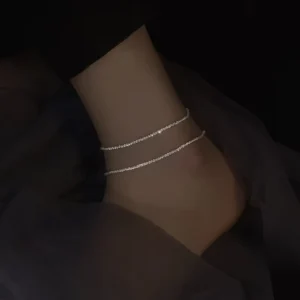 RENSINO 925 Sterling Silver Starry Sky Ankle Chain for Women New Trendy and Simple Sterling Silver Bracelet Jewelry Designer