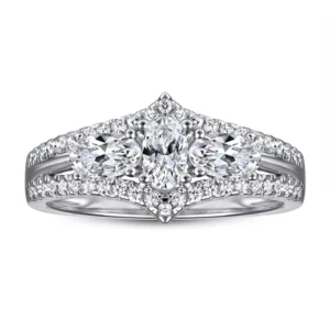 RENSINO 925 Sterling Silver Trendy Micro Infused Zircon Diamond Ring for Wedding Engagement or Anniversary Great for Parties Gifts