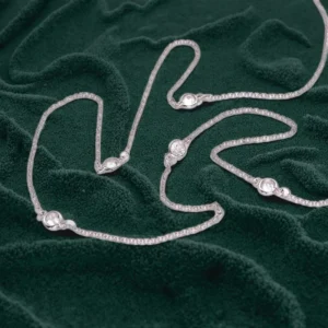 RENSINO 925 Sterling Silver Trendy Necklace Simple Design with CZ Chain and Zircon for Wedding Occasions Made in China