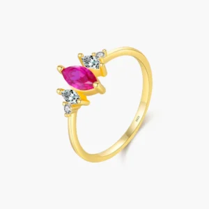 RENSINO 925 Sterling Silver Vintage Fashion Rings Rhombus Red Cz Charm Fine Jewelry for Women Girls Gifts