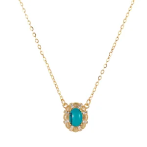 RENSINO 925 Sterling Silver Vintage Turquoise Zircon Pendant Necklace For Women