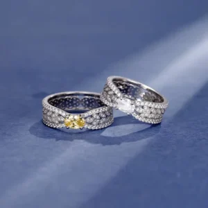 RENSINO 925 Sterling Silver Women’s Classic Engagement Ring Zircon Rhodium Plated Pave Setting