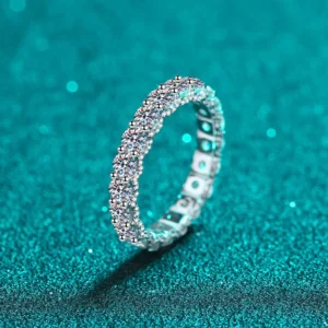 RENSINO 925 Sterling Silver Women’s Multi stone Moissanite Wedding Cuban Ring Factory Direct Supply
