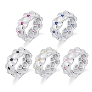 RENSINO 925 Sterling Silver Women’s Ring Micro Inlaid Cubic Zirconia Fashionable Personality Design