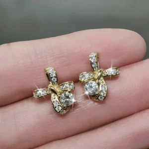 RENSINO 925 Sterling Silver Women’s Stud Earrings Butterfly Shape Gold Plated Moissanite