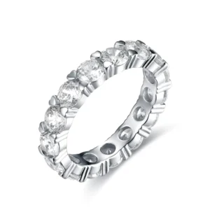 RENSINO 925 Sterling Silver Women’s Wedding Ring with Moss Agate Gemstone and Flower Shape