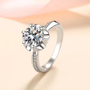 RENSINO 925 Sterling Silver Women’s Wedding Ring with Plum Blossom Micro Set Diamond Certified GRA Jewelry