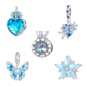 RENSINO 925 Sterling Silver Zircon Cute Gift Pendant Snowflake Butterfly Crown Castle Charms Beads Pendants