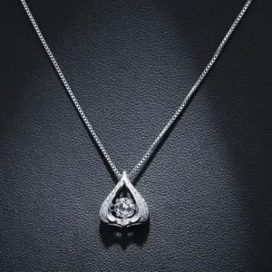RENSINO 925 Sterling Silver Zircon Drops of Water Necklace Pendant Fashion Sterling Silver Jewelry Statement for Women Bijoux