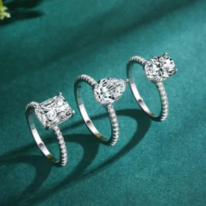RENSINO 925 Sterling Silver Zircon Fine Jewelry Pear Shape Moissanite Engagement Rings for Girls