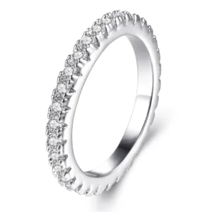 RENSINO 925 Sterling Silver Zircon Ring Simple Ring Cubic Zirconia Ring for Women