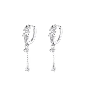 RENSINO 925 Sterling Silver Zircon Tassel Earrings New Ethnic Minority Summer Female Personalized Versatile Trend Piece