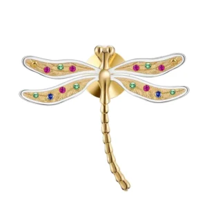 RENSINO 925 Sterling Sliver Multicolor Zirconia Beautiful Dragonfly Brooch Insect for Women Accesoires Fine Jewelry for Women