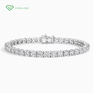 RENSINO 9k 14K 18K White Gold Silver Bracelet Fine Jewelry Tennis Bracelet With 2mm-5mm Paving Lab Grown Diamonds Bracelet
