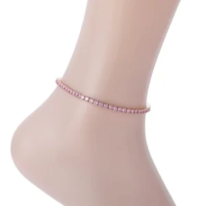 RENSINO A004 3mm 4mm Brass CZ Tennis Anklet 9inch 10inch Iced Out Cubic Zircon Bling Bling for Women