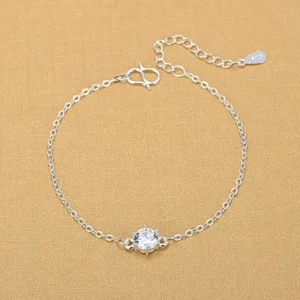 RENSINO AAA Cubic Zircon Women Girl 925 Sterling Silver Link Chain Bracelet