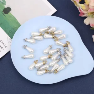 RENSINO ABS Pearl Pendant Inlaid Diamonds Water Droplet Design Wedding Hair Earrings Decorative Accessories for Shoes