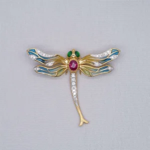 RENSINO AF0D010008 Customizable Design Fashion Brooch 18K Jewelled Pendant & Exquisite Dragonfly for Wedding or Gift