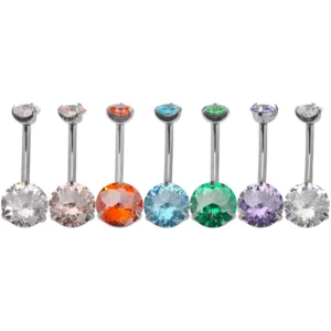 RENSINO ASTM F136 G23 Titanium Alloy Internal Thread Spherical Navel Piercing Ring Cubic Zirconia Trendy Unisex Fashion Body Jewelry