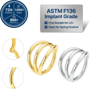 RENSINO ASTM F136 Implant Grade Titanium Nose Ring Clicker Boucles De Nez Piercing De Titanio Body Piercing Jewelry