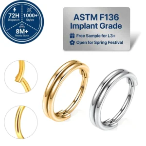 RENSINO ASTM F136 Implant Grade Titanium Nose Ring Clicker Boucles De Nez Piercing De Titanio Body Piercing Jewelry