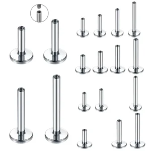 RENSINO ASTM F136 Internally Threaded Lip Labret Piercing Titanium Post Replacement for Lobe Nostril Ear Cartilage Jewelry Piercing
