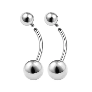 RENSINO ASTM F136 Titanium 14G Internal Treaded 5 CZ Blaze Set Belly Button Ring