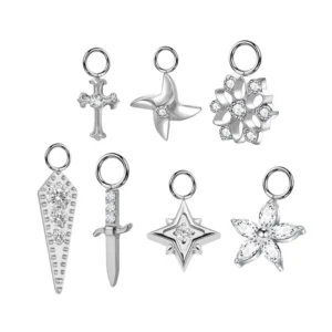 RENSINO ASTM F136 Titanium Body Jewelry CZ Pendant Claw Setting Ear Lip Ring Earring Labret for Women