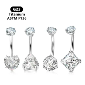 RENSINO ASTM F136 Titanium Body Piercing Jewelry Silver Belly Button Rings Fashionable for Women ASTM for Gifts