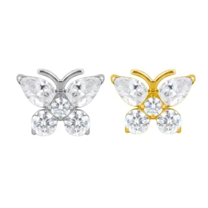 RENSINO ASTM F136 Titanium CZ Butterfly Jewelry Piercing Internally 16G Helix Ear Ring