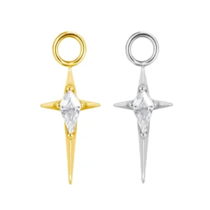 RENSINO ASTM F136 Titanium CZ Star With O Ring Charms for Earring