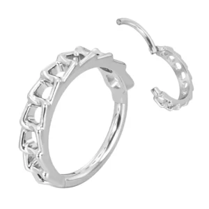 RENSINO ASTM F136 Titanium Chain Hinged Segment Hoop Clicker Titanium Nose Piercing Ring Body Jewelry