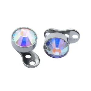 RENSINO ASTM F136 Titanium Dermal Anchor Bezel Set Crystal Rhinestone Sparkle Top Body Piercing Stud Children’s Party Wedding
