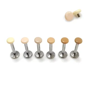 RENSINO ASTM F136 Titanium Ear Stud Skin Color Invisible Flat 3mm Dermal Top G23 Titanium Alloy Body Piercing Jewelry Cartilage Stud