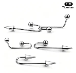 RENSINO ASTM F136 Titanium Industrial Barbell Silver Plated Internal Thread Body Piercing Jewelry