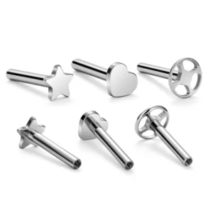 RENSINO ASTM F136 Titanium Jewelry Piercing Labret Threadless Bar Internal Threaded Posts Fashion Body Piercing Jewelry