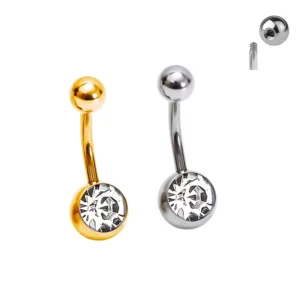 RENSINO ASTM F136 Titanium Piercing Jewelry Externally Treaded Jeweled Belly Button Rings