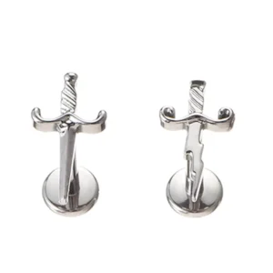 RENSINO ASTM F136 Titanium Sward Thread Top Ear Cartilage Stud Flat Back Earring Body Piercing Jewelry