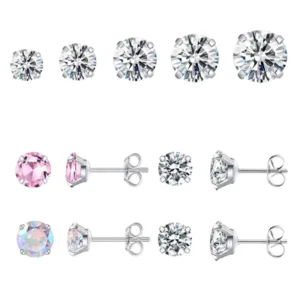 RENSINO ASTM F136 Titanium Zircon Pins a Pair Butterfly Clasp Ear Bone Stud Gold Plated Fashion Body Piercing Jewelry