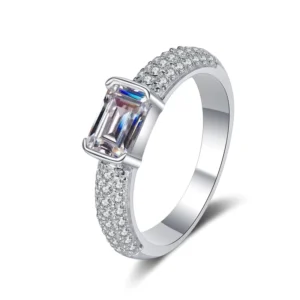 RENSINO AZ583 J 925 Sterling Silver Moissanite Ring High Quality Sparkle Diamond Wedding Fine Jewelry for Women Party Gift